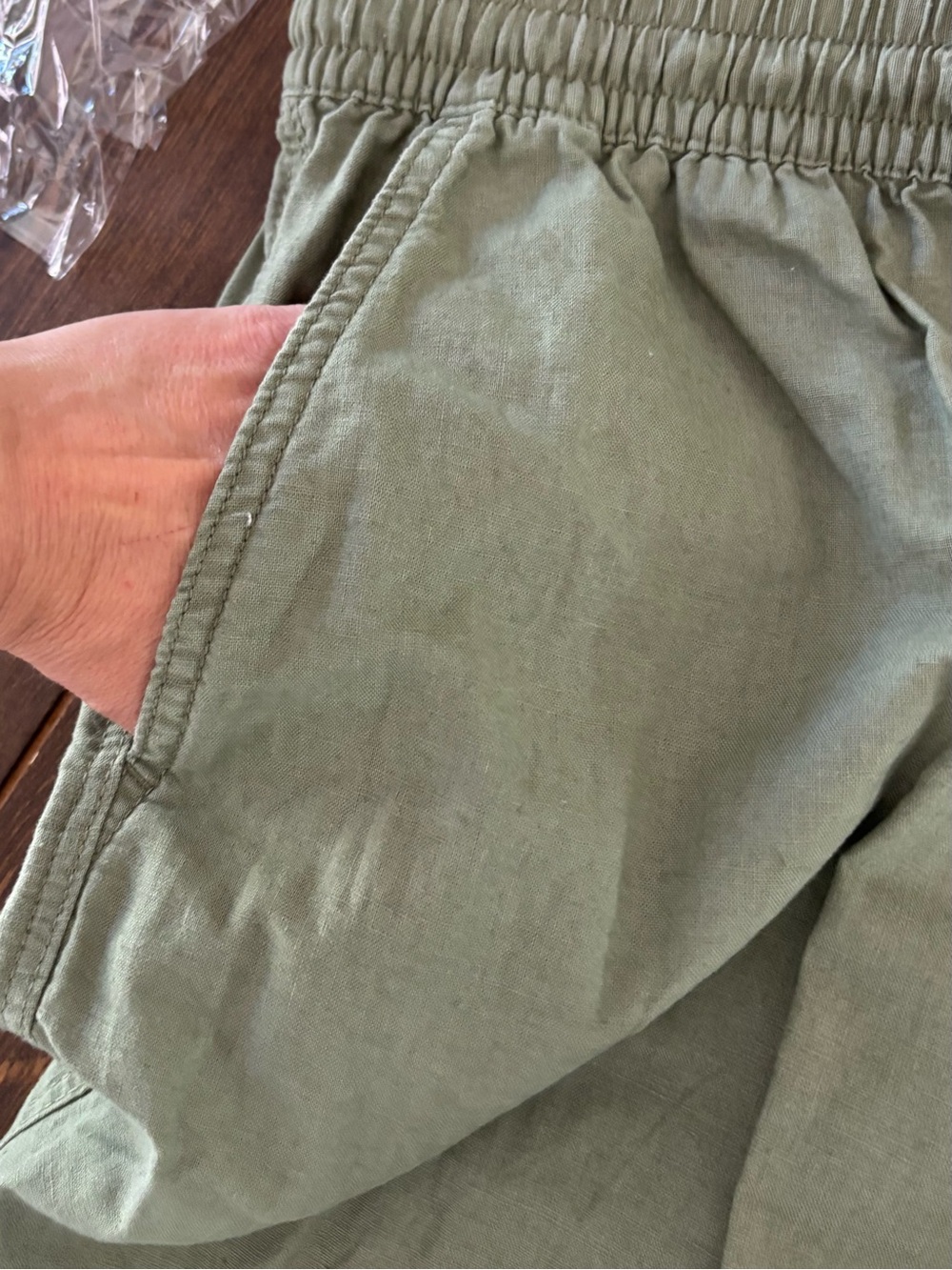 H&M Linen Blend Wide Leg Pants – Khaki Green – Size Medium - Picture 6 of 9